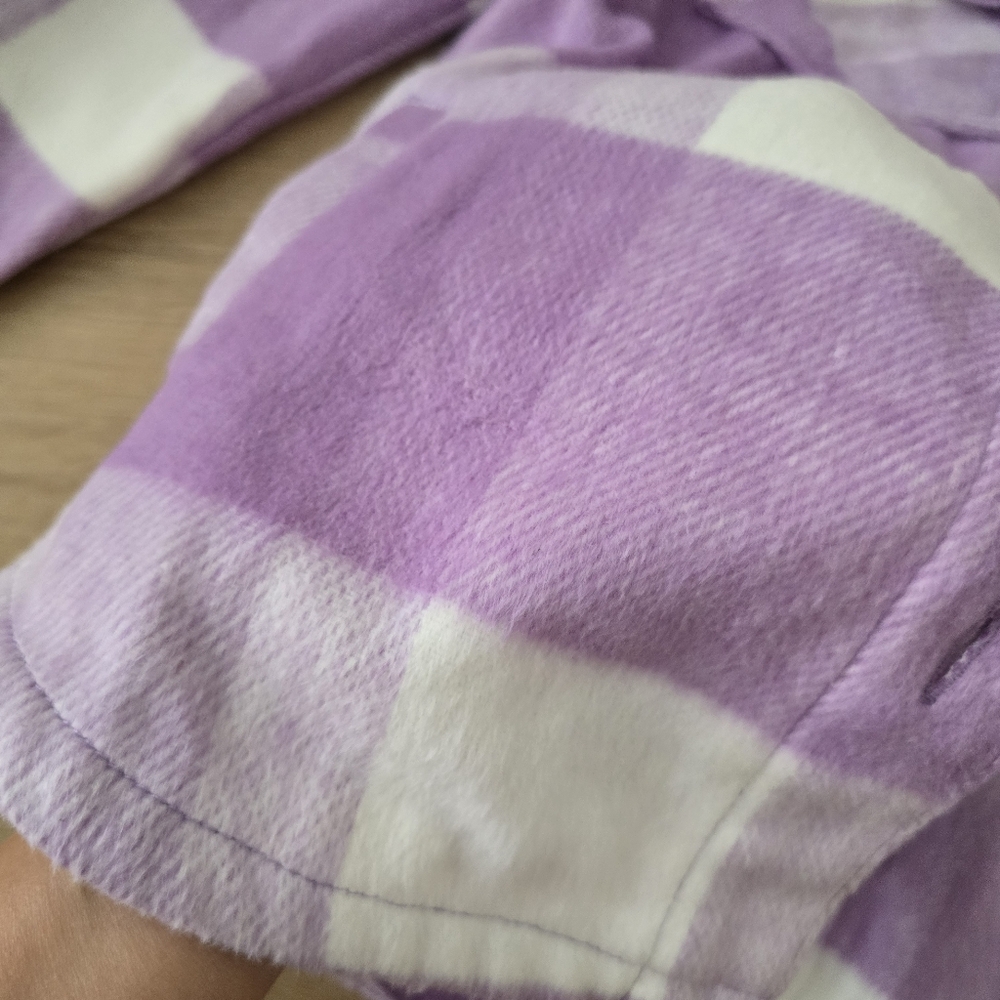 NWT Member's Mark Girl's Relaxed Fit Plaid Shacket Purple Plaid - Picture 3 of 8
